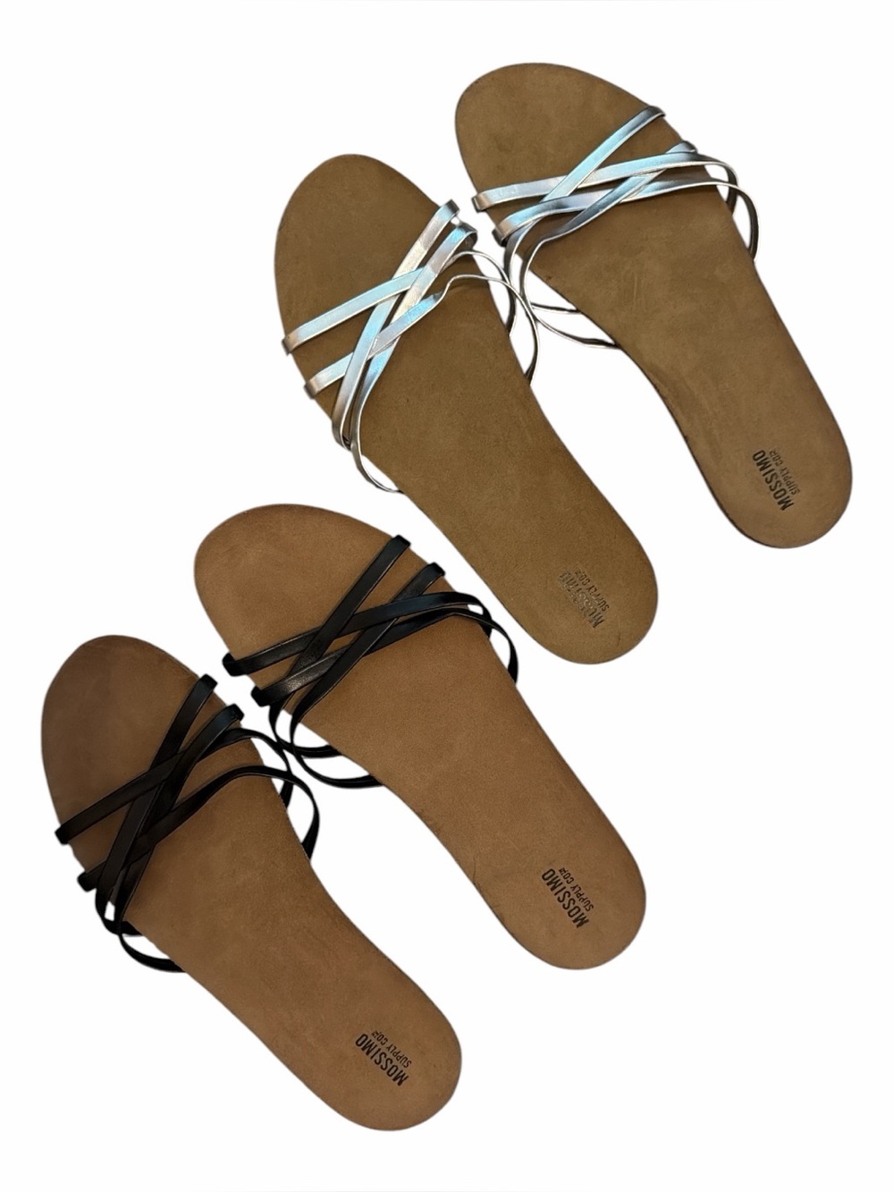 Two Mossimo Sandals New Without Tags Black Straps Silver Straps Women’s Size 10